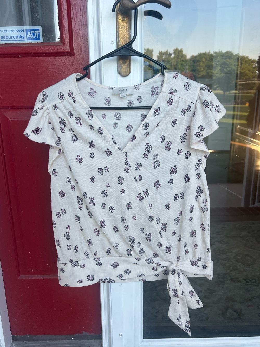 LOFT Outlet Wrap Top Floral Print Tie Waist